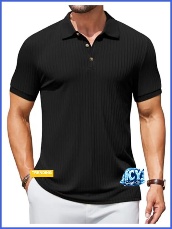 Other - Textured Slim Fit Polo Shirt Short Sleeve Casual Golf T-Shirt
